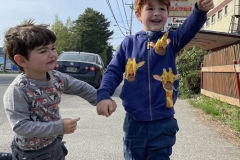 Boys together in town on Vashon Island