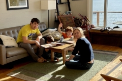 Wyatt & Sara reading with their boys Emmett & Luca