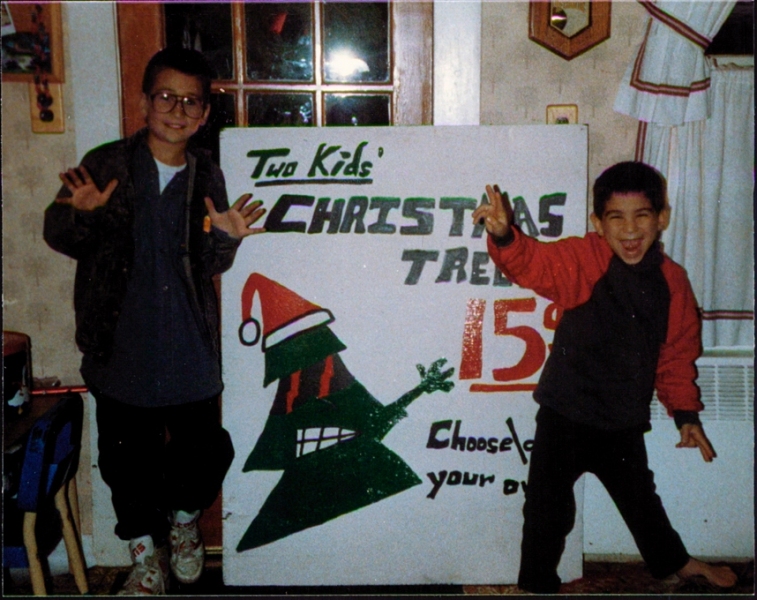 Austin and Wyatt with new sign that Austin created