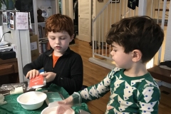 Emmett & Luca work at Christmas project, at home