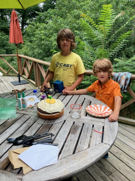 On the deck, for Jude's birthday