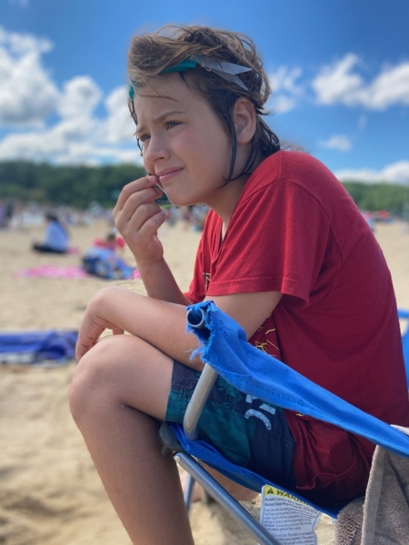 Sam, at the beach
