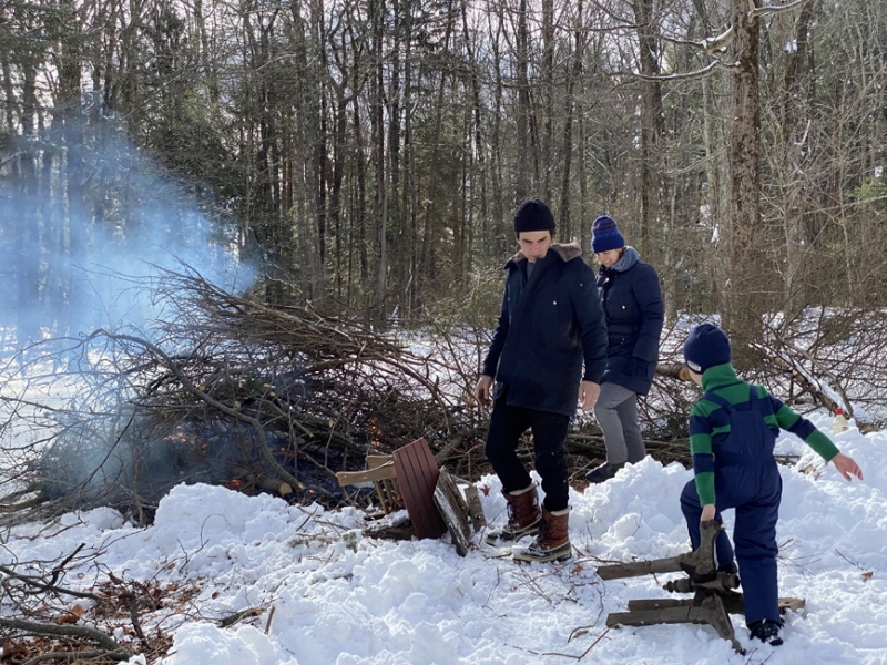 Burning brush at Jani & GooGie's house in Bantam