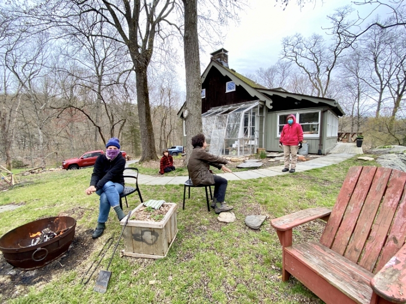 Staying warm at outdoor firepit