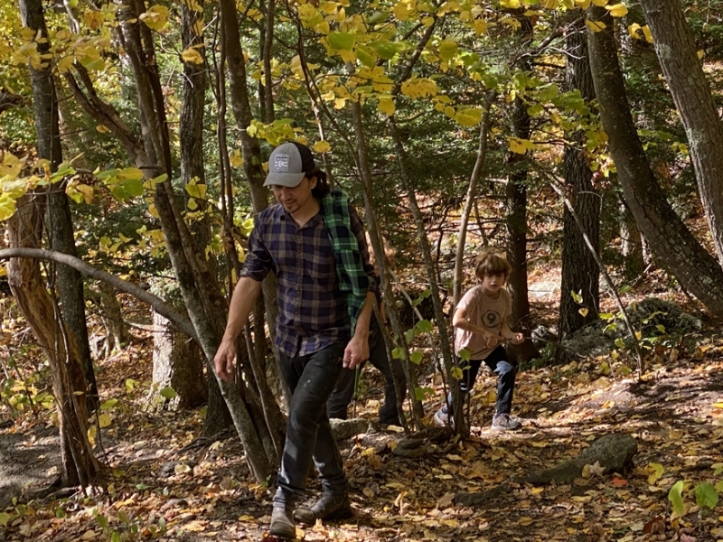 Austin & Sam hiking to the Pinnacle in New Preston CT