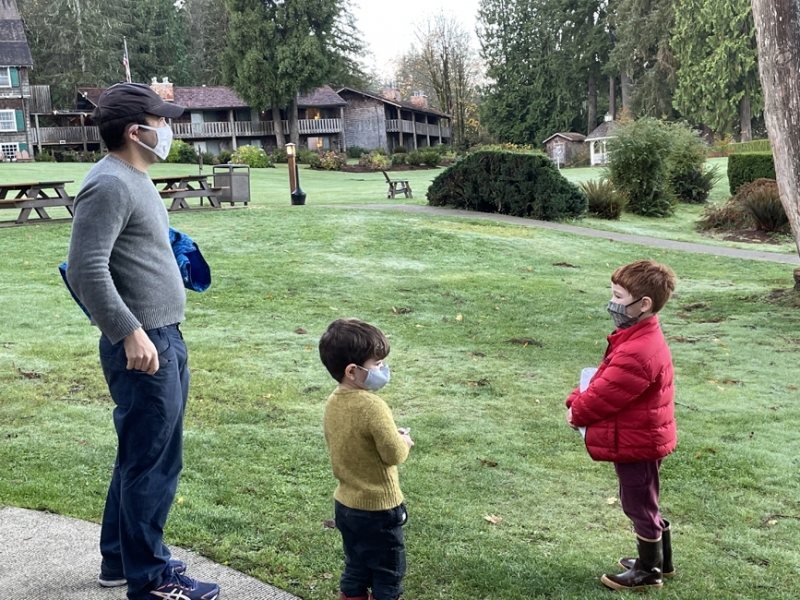 Wyatt with Luca & Emmett at Lake Quinault Lodge