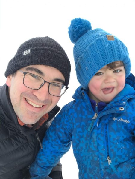 Wyatt & Luca on sledding trip to Olympic National Park