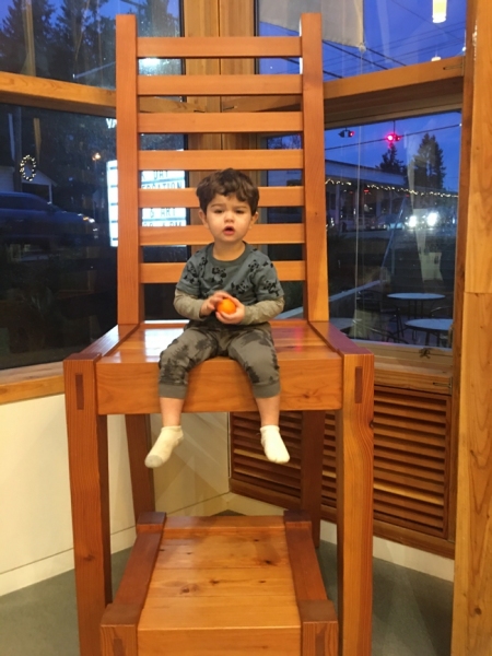Luca at local art show on Vashon Island