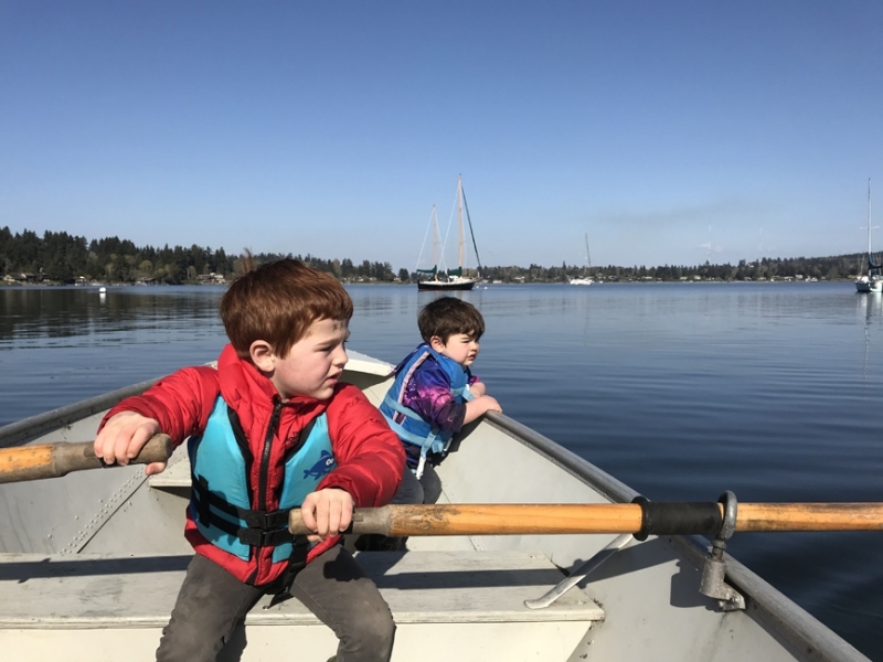 Boys in a lifeboat.