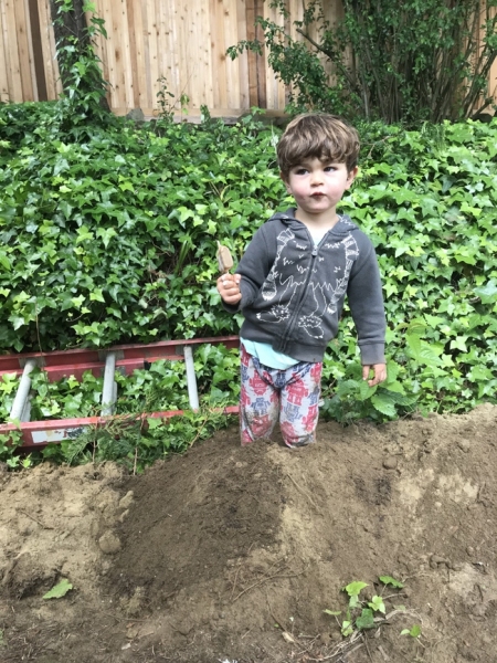 Luca, up to his knees, but not to worried.