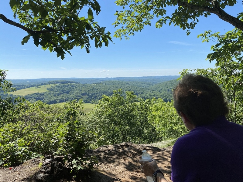 Water break while hiking local trails