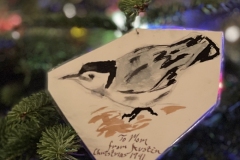 White-breasted Nuthatch ornament, from Austin to his mom